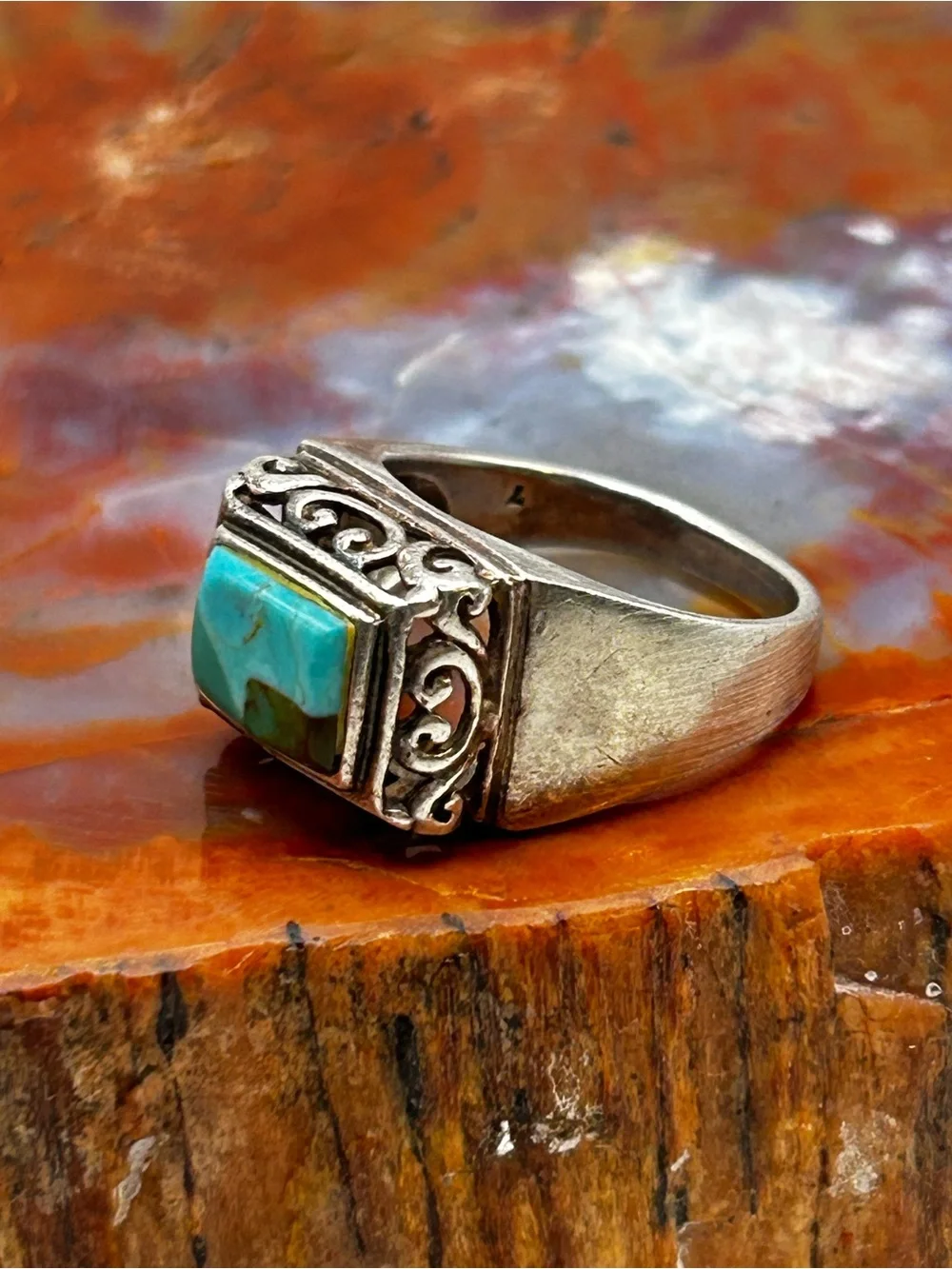 Sterling Silver Turquoise Ring - Size 7